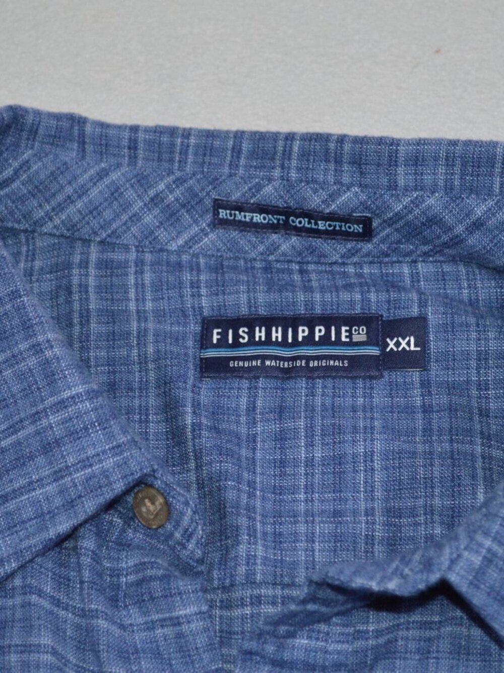 Fish Hippie Rumfront Collection Blue Plaid Hemp Blend Button Up Shirt XXL - Picture 4 of 12